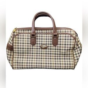 Lasserre Paris Unisex Vintage Checkered Boston Bag